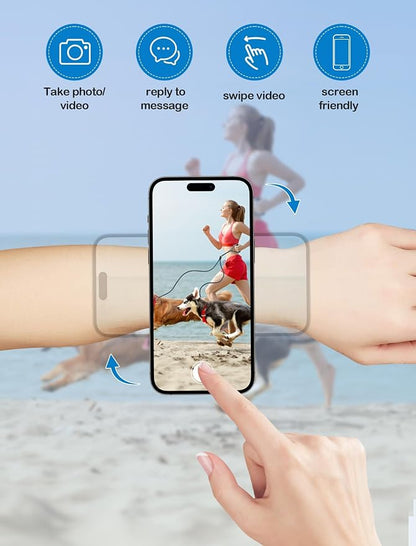 TOPGO [2 Generation Upgrad] Running Phone Holder for iPhone [360° Rotatable & Built-in Retractable Rope] Magnetic Wrist Phone Holder, Magsafe Armband for iPhone 17 Pro and Android (Black, 2 Straps)