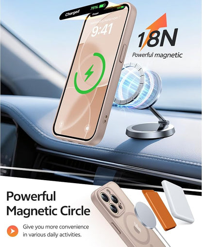 FNTCASE for iPhone 13 Pro Max Case: [Compatible with Magsafe] Translucent Matte Magnetic Phone Cover - Military Grade Drop Protection Shockproof Protective Cases - Desert Gold