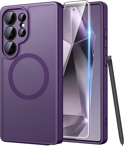 FNTCASE for Samsung Galaxy S24 Ultra Case, Compatible with Magsafe Purple | Screen Protector, Full Camera Protection, Translucent Matte, 14FT Military Grade Drop Proof, Protective Phone Cover