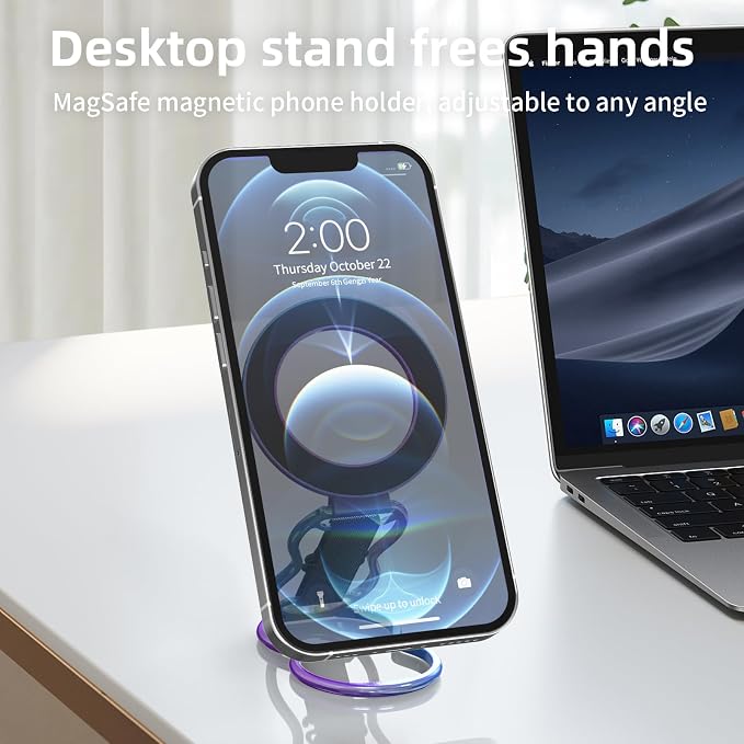 RESPECTED-BRO-Magnetic-Phone-Grip-Stand-with-Finger-Strap, 4-in-1 Magnetic Ring Holder, Kickstand and Elastic Strap for Phones, Universal Fit for iPhone 17/16/15/14/13/12, Android and Cases (Colorful)