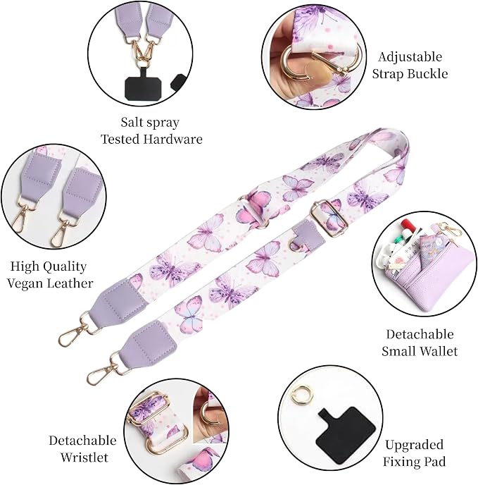 Crossbody Body Phone Holder for Women, New Phone Strap with Zippered Pouch, Adjustable Crossbody Strap