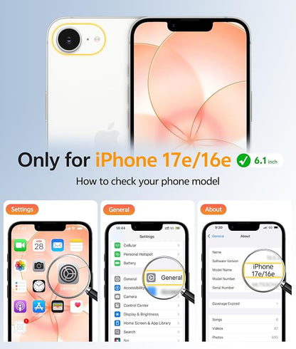 FNTCASE for iPhone 17e/ iPhone 16e Case, Fit for Magsafe, Screen Protector | Translucent Matte Magnetic Back, 14FT Military Grade Drop Protection, Shockproof Protective Phone Cover, Orange
