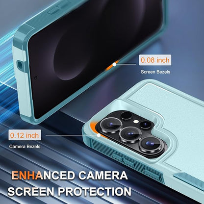 for Samsung Galaxy S26 Ultra Case with Screen Protector+Camera Lens Cover,Military Grade Heavy Duty Shockproof Phone Cover with Wrist Lanyard Strap for Samsung S26Ultra,Mint Green