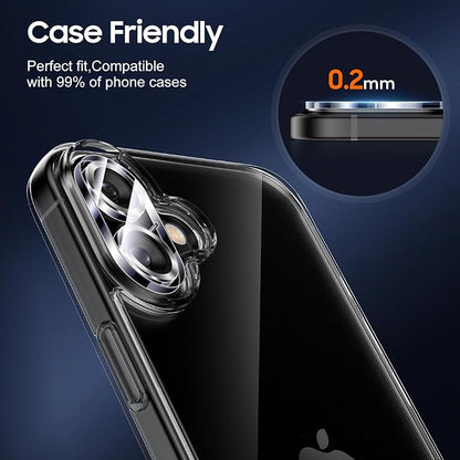 UniqueMe for 3 Pack iPhone 16 / iPhone 16 Plus/iPhone 17 Camera Lens Protector - [Drop Protection] [Case Friendly] 9H Tempered Glass Camera Cover Screen [Update New Version] - Silver