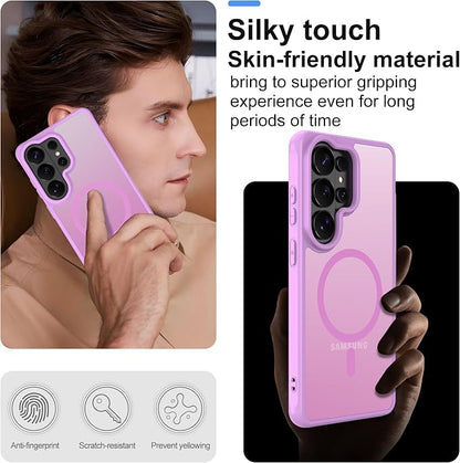 Pilaru Compatible for Samsung Galaxy S26 Ultra Case: [MagSafe Fit] Galaxy S26 Ultra case with Screen Protector,Matte Translucent Soft-Touch Skin/Full Body Protection for s26ultra Phone case,Pink