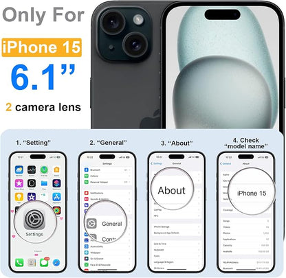 ROYBENS for iPhone 15 Matte Clear Case Compatible with Magsafe, Full Camera Lens Protection, Screen Protector, Wrist Strap, Translucent Magnetic Slim Hard Protective Phone Cover,6.1-Inch, Green