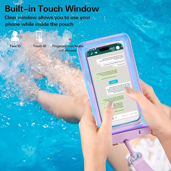 Up to 8.3" 2 Pack Iridescence Universal Waterproof Phone Pouch, Large Phone Waterproof Case Dry Bag, Protection Level: IP68, Outdoor Sports for Apple iPhone,Samsung,and More, Iridescence 2 Pack