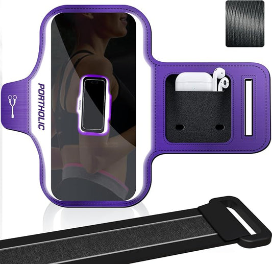 PORTHOLIC 2026 Running Armband Water Resistant Sports Phone Holder Case with Extension Strap,Card Slot Up to 6.9" Phone for iPhone 17/16/15/14/13 Plus Air Pro Max XR/XS, Galaxy S25/24/S10