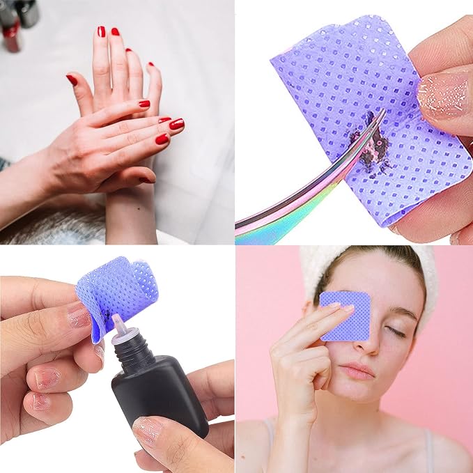 1200 PCS Lint Free Nail Wipes, Nail Polish Remover Pads Wipes, Lint Free Cotton Pads Wipes Non-woven Fabric Lash Glue Wipes, Soft Gel Nail Wipes Eyelash Extension Glue Wipes, Lash Glue Cleaning Pads