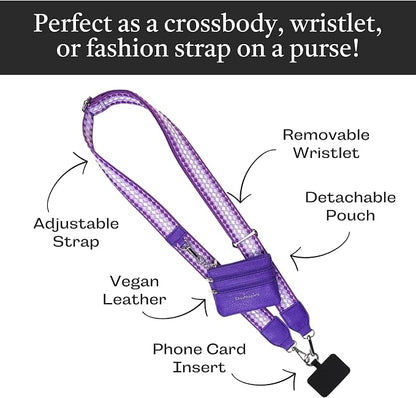 Save the Girls Original Clip and Go Phone Strap Pattern - Crossbody Phone Strap Chain with Zipper Wallet Pouch