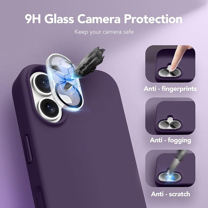 GONEZ Magnetic for iPhone 17 Case, Compatible with MagSafe, [Screen Protector + Camera Lens Protector], Liquid Silicone Anti-Scratch Shockproof Protective Phone Case 6.3 inch, Deep Purple