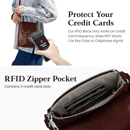 befen Genuine Leather Small Crossbody Bags for Women, Womens Cell Phone Purses Cross body Bag Purse with RFID Card Slots