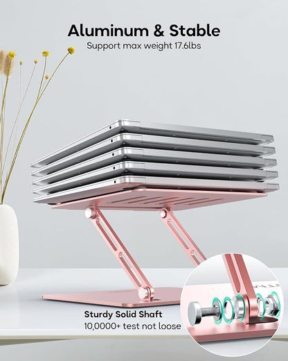 Adjustable Laptop Stand, Ergonomic Computer Stand for Desk, Aluminum Ventilated Colling Lectern Stand Compatible with MacBook Pro Air, HP, 10-15.6" All Laptops