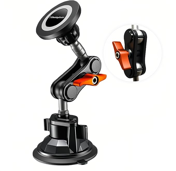 chubbycable ChubbyGrip Magnetic Car Phone Holder 360° Adjustable Car Phone Mount for Windshield, Ultra-Durable Metal Suction Cup Phone Mount for iPhone Samsung All Smartphone, Magnetic