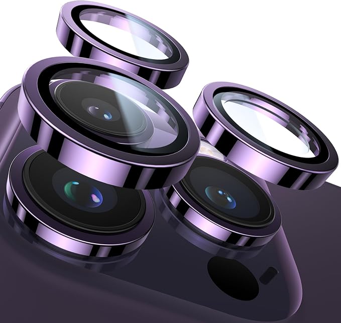 UltraGlass UNBREAK TOP 9H+ Glass for iPhone 14 Pro Max/14 Pro Lens Protector [Military Grade Shatterproof & Longest Durable] Camera Lens Protector 14 Pro/ 14 Pro Max Tempered Glass, Deep Purple