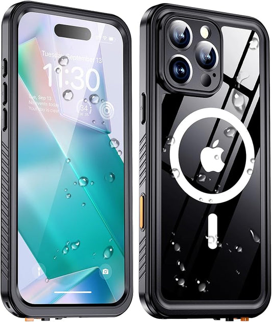 xiwxi for iPhone 16 Pro Case Waterproof,[IP68 Underwater][Built-in Screen Protector ][Compatible with MagSafe][15FT Military Dropproof][Dustproof] Full Body Shockproof Protective Phone Case 6.3" Black