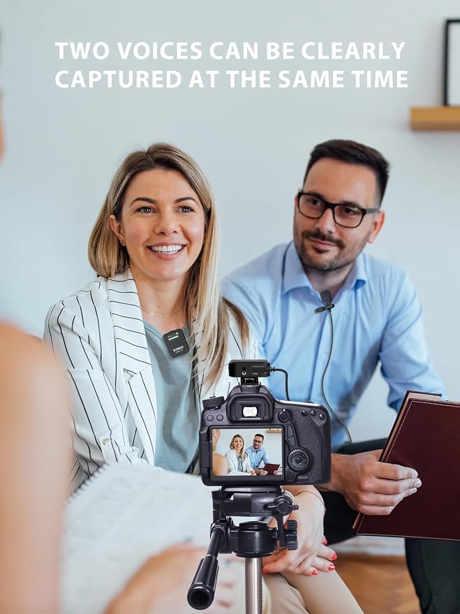 SYNCO Wireless Lavalier Microphone, G2(A2) Pro 2.4G Dual Lapel Mic 656FT 8H for On Line Class Vlog Live Stream YouTube for Camera Smartphone Tablet, Wireless-Lavalier-Microphone-Dual-Channel