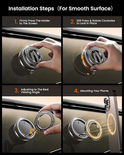 2026 Upgraded Vacuum Suction Phone Mount for Magsafe [109+LBS Strongest Suction], 360° Adjustable Foldable Magnetic Phone Holder for Your Car [24 N55 Stronger Magnets], for iPhone 17/16/15/14/13/12