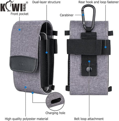 KIWIFOTOS Dual-Layer Travel Phone Pouch Bag with Shoulder Strap Crossbody Small 6.1" Cell Phone Holster for iPhone Memory Card Power Bank Charger Passport ID Credit Cards