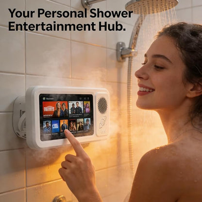 Bluetooth Shower Phone Holder with Speaker, Upgraded Water Proof Phone Holder for Shower,Adjustable Waterproof Box Speaker,Hands-Free Music&Video,360° Rotation,Fixed Mount for Bathroom (2, Bluetooth)
