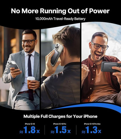 TORRAS MiniMag 25W Qi2.2 Magnetic Portable Charger Power Bank, 10000mAh Fast Portable Phone Charger, 45W Output & 30W Input USB-C, Slim Battery Pack Charger Portable for iPhone 17/16/15/14/13