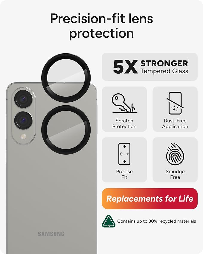 ZAGG Glass Elite Anti-Reflective Samsung Galaxy S25 Edge Camera Lens Protector – Anti-Glare Technology, Maximum Impact & Scratch Resistance, Smudge-Free Surface, Recycled Materials