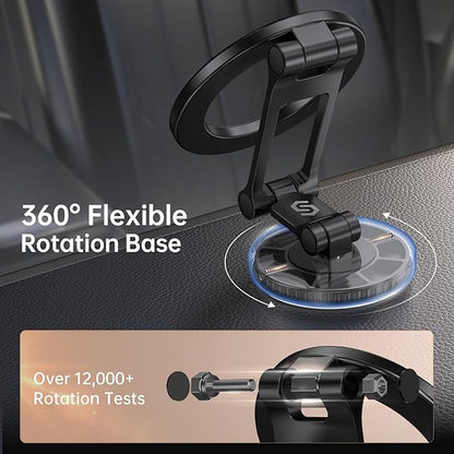 SYNCWIRE Fits MagSafe Car Mount, Magnetic Phone Holder for Car Dashboard, [Flexible Three-axis] 360° Rotation Magnetic Car Mount Strong Magnets Car Phone Holder for iPhone 17 16 15 14 Pro Max
