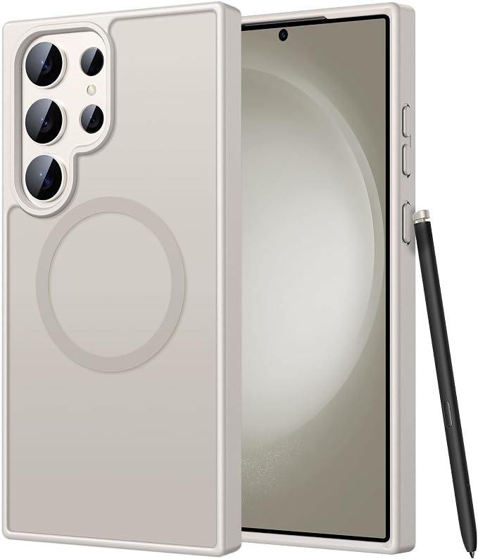 FNTCASE for Samsung Galaxy S23 Ultra Case, Compatible with Magsafe | Translucent Matte Magnetic Back, 14FT Military Grade Drop Protection, Shockproof Protective Phone Cover
