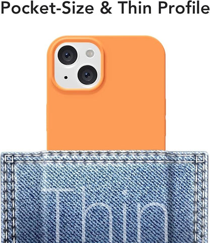 for iPhone 15 Case Silicone Compatible with Magsafe Case, Ultra Slim Thin Magnetic Phone Cases Mag Safe, Cute Soft Rubber Gel TPU Matte Plain Wireless Charging Cover for Women, Neon Orange