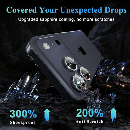 YWXTW Camera Lens Protector for iPhone 17 Pro/iPhone 17 Pro Max, [1 Step Installation Tray] Tempered Glass Screen Protector Metal Individual Camera Cover Accessories Case Friendly (Glitter Blue)