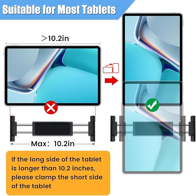 najiaxiaowu PC Tablet Mounts 2 Pack Tablet Holder for Car,ipad Headrest Mount for 5.5-18.4 Inch ipad/Phones Car Tablets Holder with 360°Rotating Adjustable,Black