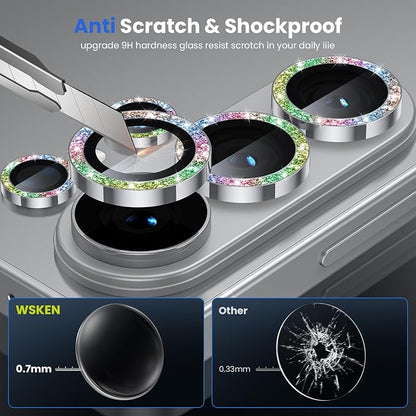 WSKEN for Samsung Galaxy S26 Ultra Camera Lens Protector - Ultra Thin Case Friendly, 9H Shatterproof Tempered Glass with Anti Scratch Metal Circle Camera Screen Protector Cover Accessories, G Colorful