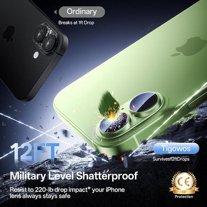 Camera Lens Protector for iPhone 17 6.3"（2025）-Single Piece,Ultra Thin Aluminum Alloy Frame,9H Dual-Strength Glass with 99% AR Light Transmittance,Case Friendly, Light Green