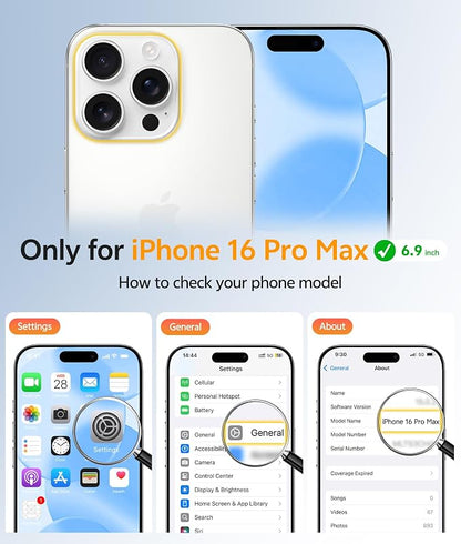 FNTCASE for iPhone 16 Pro Max Case, Fit for Magsafe, Glass Screen Protector | Full Camera Protection, Translucent Matte, 14FT Military Grade Drop Proof, Shockproof Protective Phone Cover, Ice Blue