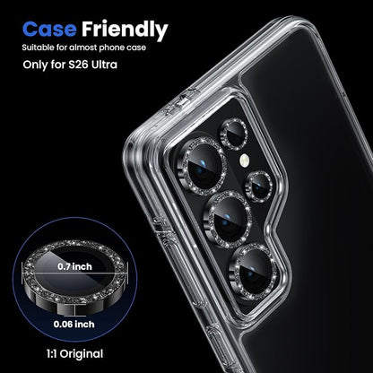 WSKEN for Samsung Galaxy S26 Ultra Camera Lens Protector - Ultra Thin Case Friendly, 9H Shatterproof Tempered Glass with Anti Scratch Metal Circle Camera Screen Protector Cover Accessories, G Black