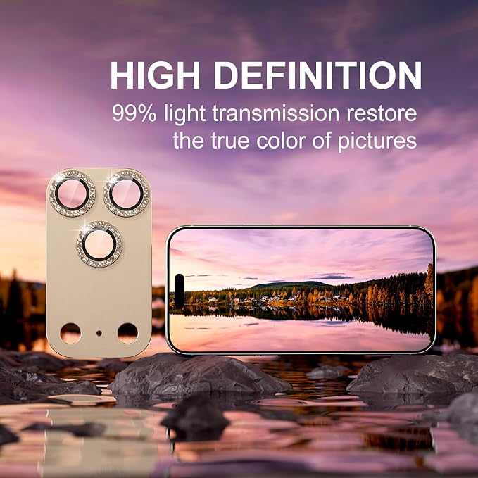 beuxece Compatible for iPhone 17 Pro Camera Lens Protector, Matte Metal Tempered Glass Rear Camera Screen Cover Accessories [Military Grade Shatterproof] [Strong Adsorption] - Glitter Gray