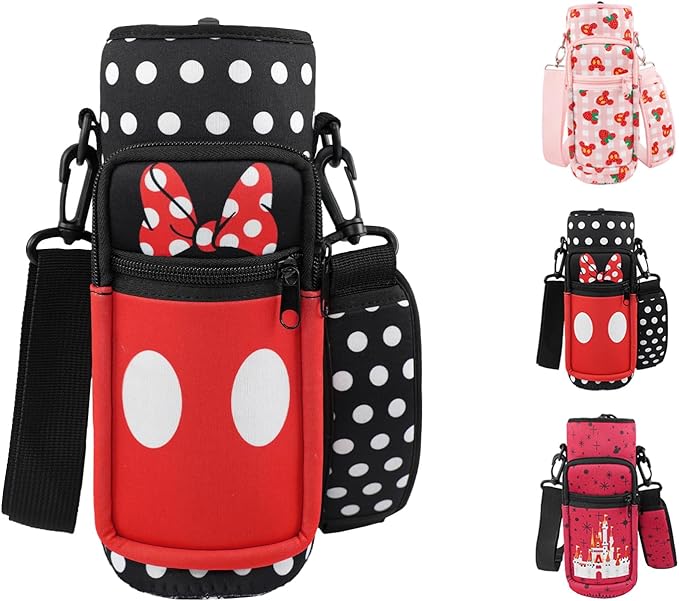 Water Bottle Carrier Bag 25oz/32oz Water Bottle Pouch Holder Adjustable Shoulder Strap Neoprene Water Bottle Sling Bag with Phone Pocket Insulated Tumbler Accessories for Walking