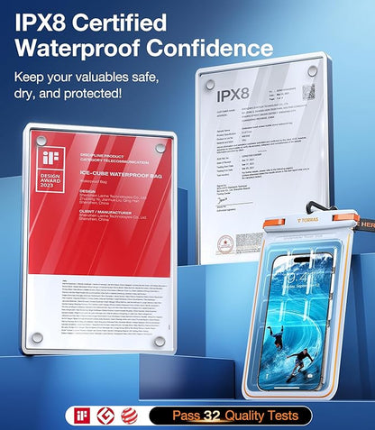 TORRAS 2 Pack IPX8 Waterproof Phone Pouch Floating, Underwater Screen Touchable, Waterproof Phone Case with Lanyard for iPhone 17 Pro Max 16 15 14 S26 Ultra S25, Cell Phone Dry Bag 7.0", Black & White