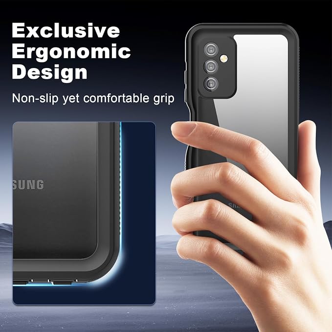 Hualele Galaxy A25 5G Case Waterproof, Built in Lens & Screen Protector Rugged Full Body Heavy Duty Protective Shockproof IP68 Underwater Case for Samsung Galaxy A25 Black