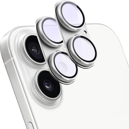 2 Pack Camera Lens Protector for iPhone 16/16 Plus,[Not Easy to Breakn ] AR Tempered Glass Strong Adsorption Metal Camera Cover Screen-Silvery
