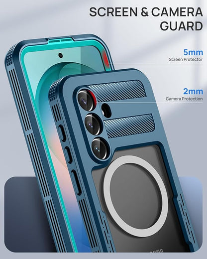 Lanhiem Magnetic for Samsung Galaxy S26 Case, IP68 Waterproof Dustproof Case, [Compatible with Magsafe] [Built-in Screen Protector] Full Body Heavy Duty Rugged Phone Cover 6.3 inch, Blue
