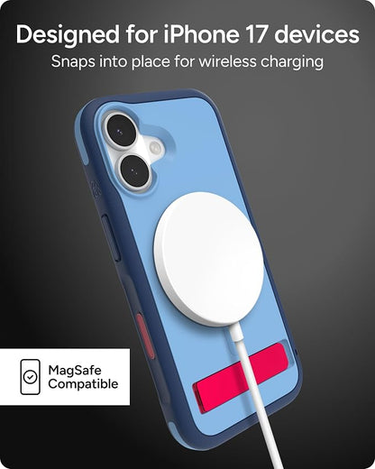 ZAGG Sedona Snap Case with Kickstand for iPhone 17 - Blue Royal Ember, Drop Protection (13ft/4m), Multi-Layer Protection, with Camera Button, MagSafe Phone Case with Impact-Absorbing Bumpers