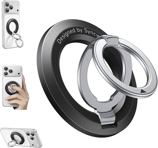 SYNCWIRE for MagSafe Ring Holder, Magnetic Phone Ring Holder Magnet Cell Phone Grip Finger Ring Kickstand Compatible with iPhone 17 16 15 14 13 12 Pro Max fits MagSafe Accessories