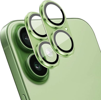 2 Pack Camera Lens Protector for iPhone 17,Metal AR Tempered Glass Rear Camera Screen Cover,Anti-Scratch,Strong Adsorption,Case Friendly, Easy to Install-Light Green