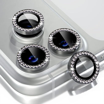 Choiche Compatible for iPhone 17 Pro/iPhone 17 Pro Max Camera Lens Protector Bling, 9H Tempered Glass Camera Cover Screen Protector Metal Ring Decoration Accessories (Diamond-Black)