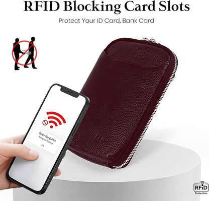 befen Genuine Leather Crossbody Cell Phone Purse for Women, Small Zip Around RFID Blocking Crossbody Wallet Bags