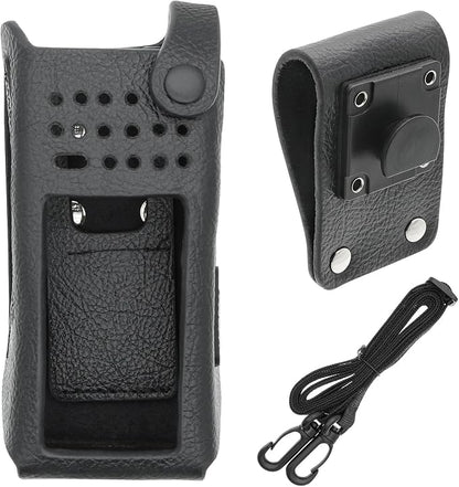 Two-Way Radio Case Leather Case with 3" Fixed Loop D-Ring for Motorola PMLN6099, PMLN6099A Black