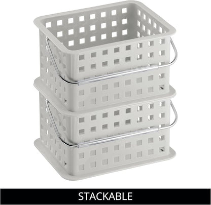 iDesign Shower Caddy Basket with Handle for Bathroom or College Dorm, Light Gray, Made in USA