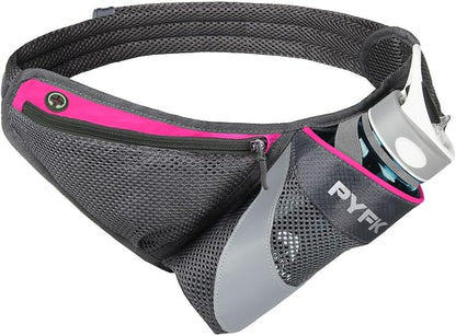 PYFK Running Belt Hydration Waist Pack with Water Bottle Holder for Men Women Waist Pouch Fanny Bag Reflective