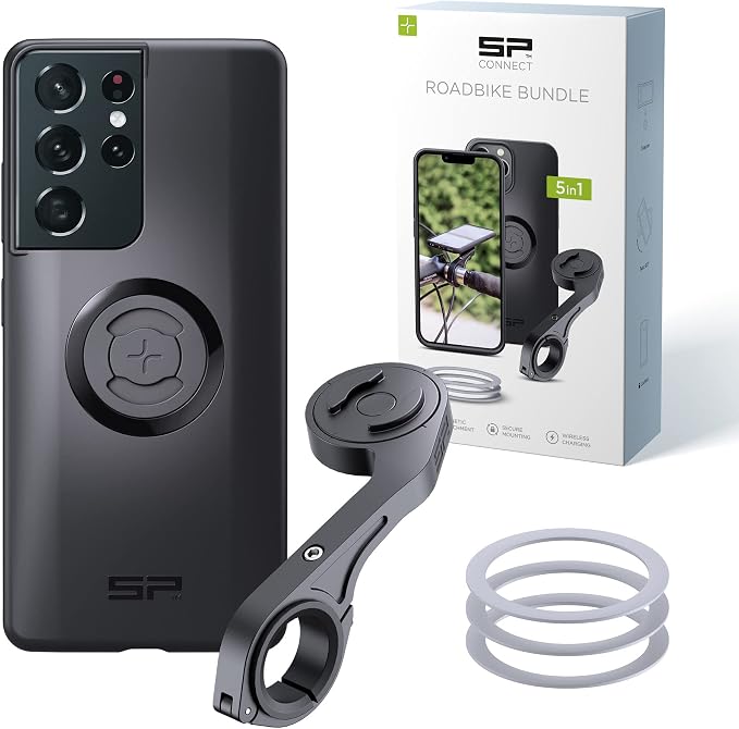 SP CONNECT Road Bike Bundle | SPC+ | Compatible with Samsung S21 Ultra | Bike Phone Mount | Bicycle Accessories and Bike Phone Holder | Cell Phone Holder Black